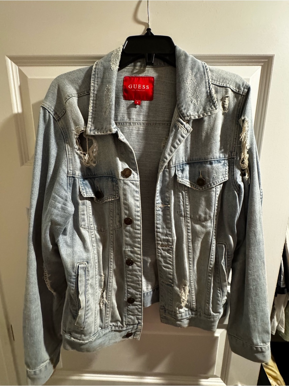 GUESS Light Blue Distressed Denim Jacket